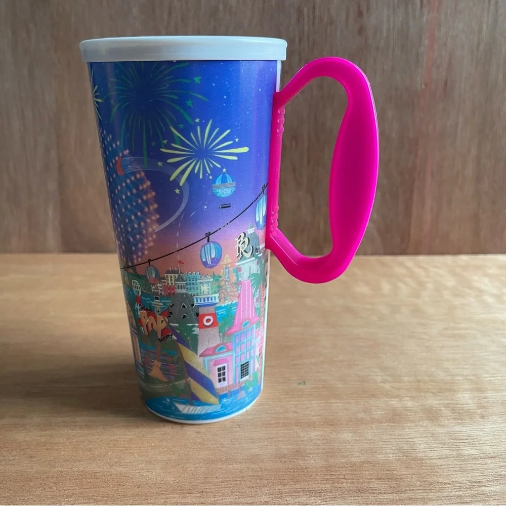 Walt Disney World refillable mug cup drink lid travel 16 oz‎ beach vacation